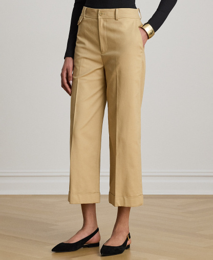 Lauren Ralph Lauren Women's High-Rise Double-Faced Stretch Cropped Pants - Birch Tan