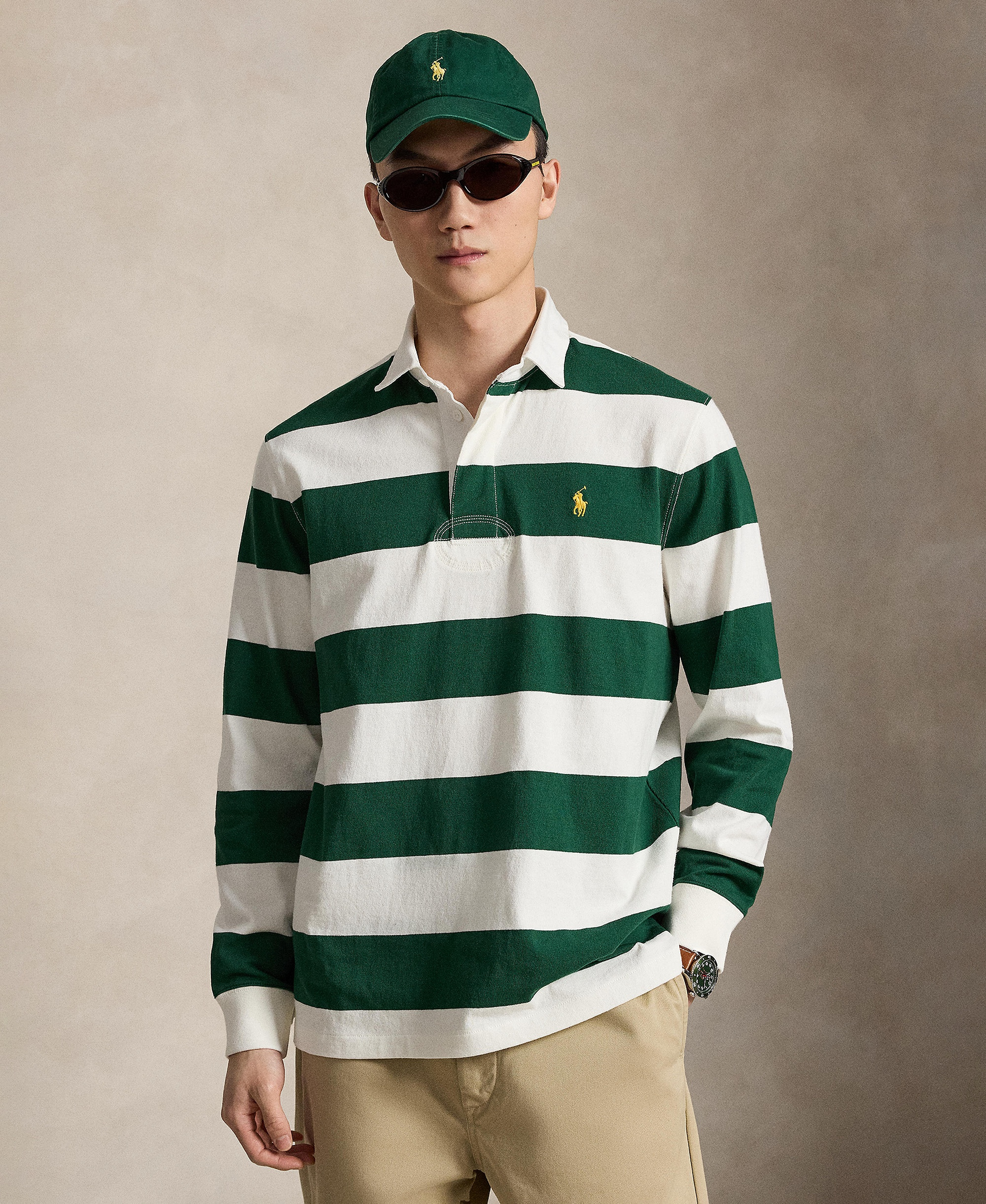 Polo Ralph Lauren Men's Iconic Rugby Classic-Fit Polo Shirt - Trophy Cream/Forest