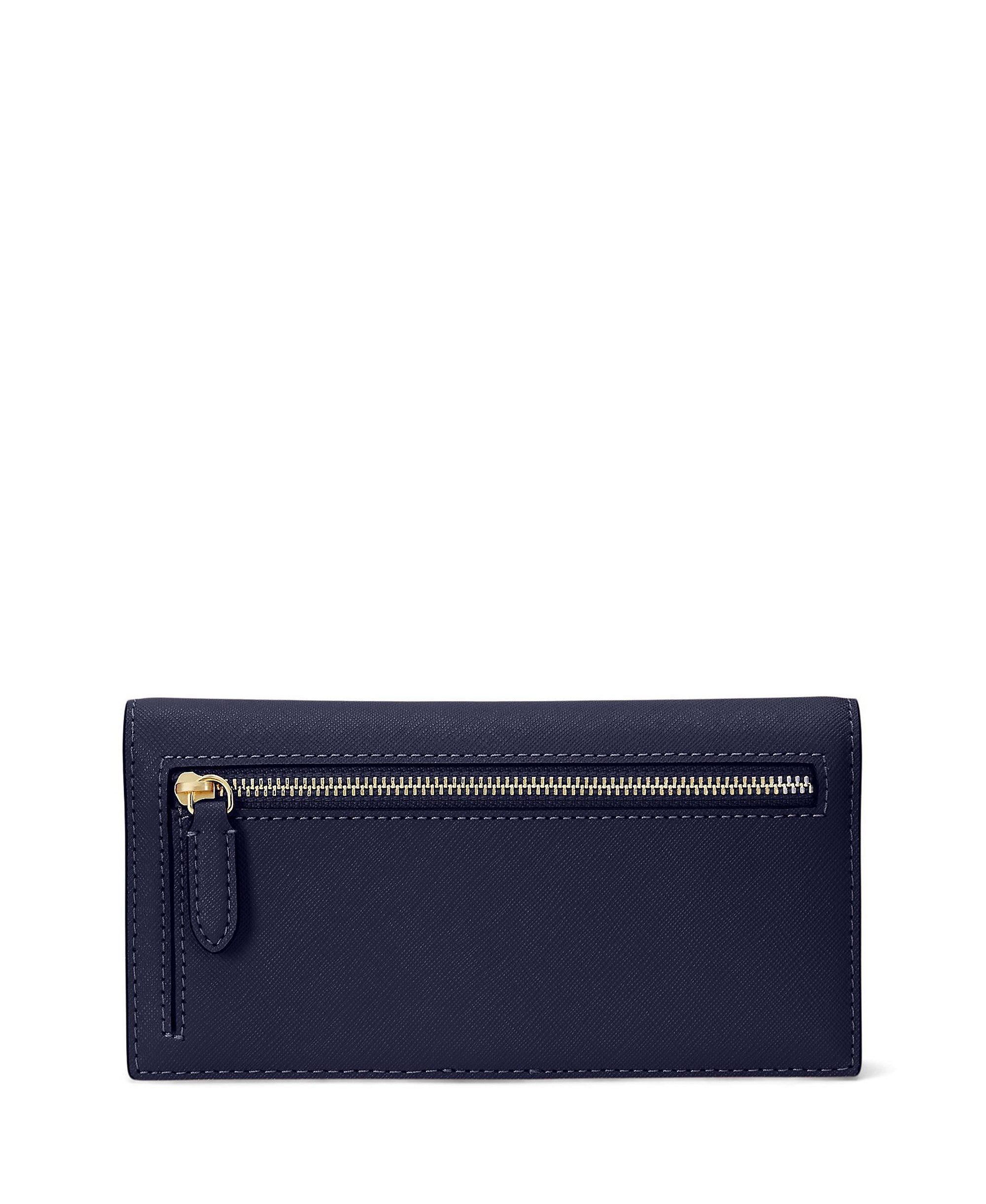 Lauren Ralph Lauren Crosshatch Leather Slim Snap Closure Wallet - Refined Navy