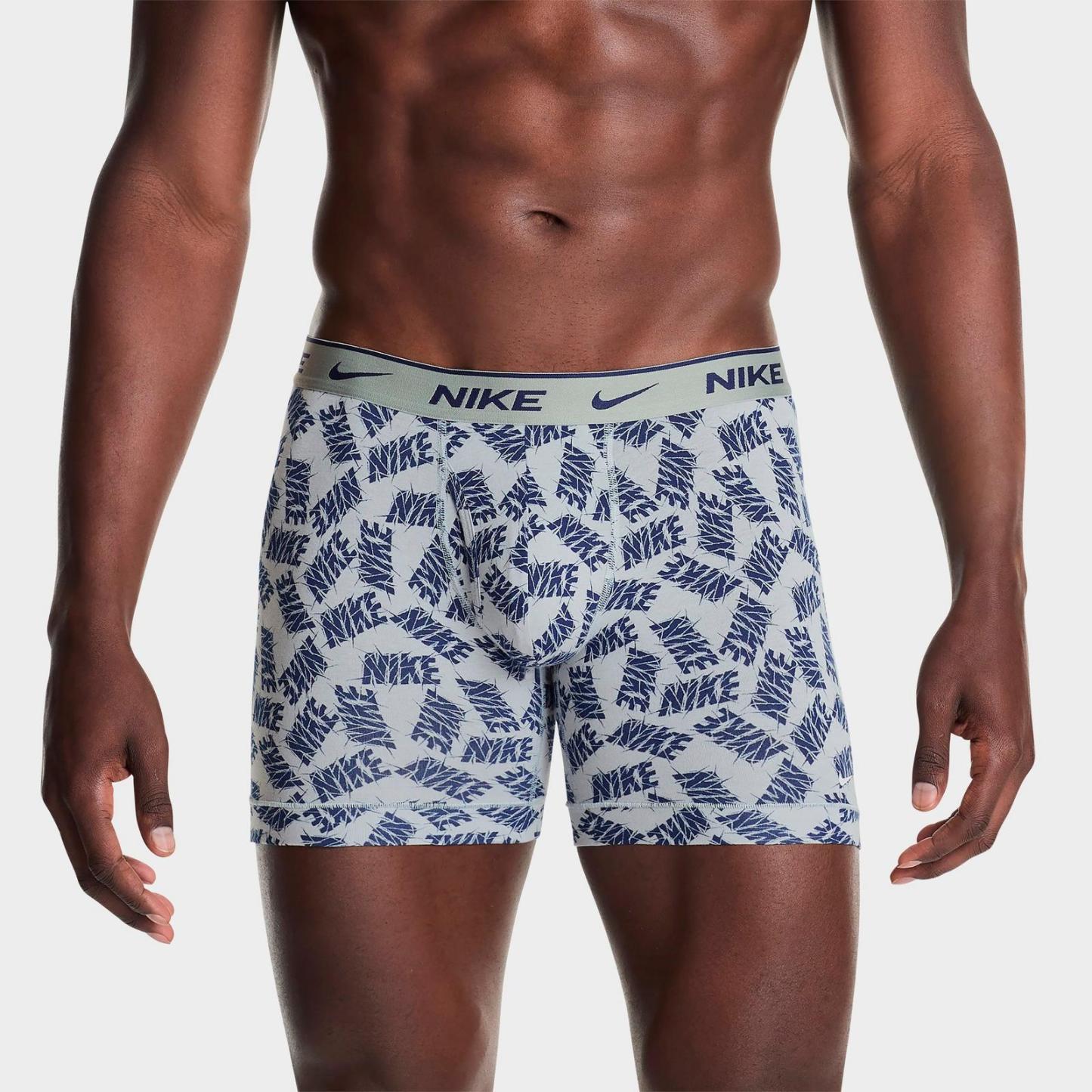 Men's Nike Stretch Cotton Boxer Briefs (3-Pack) - Wolf Grey Allover Print/Dark Team Red/Blue