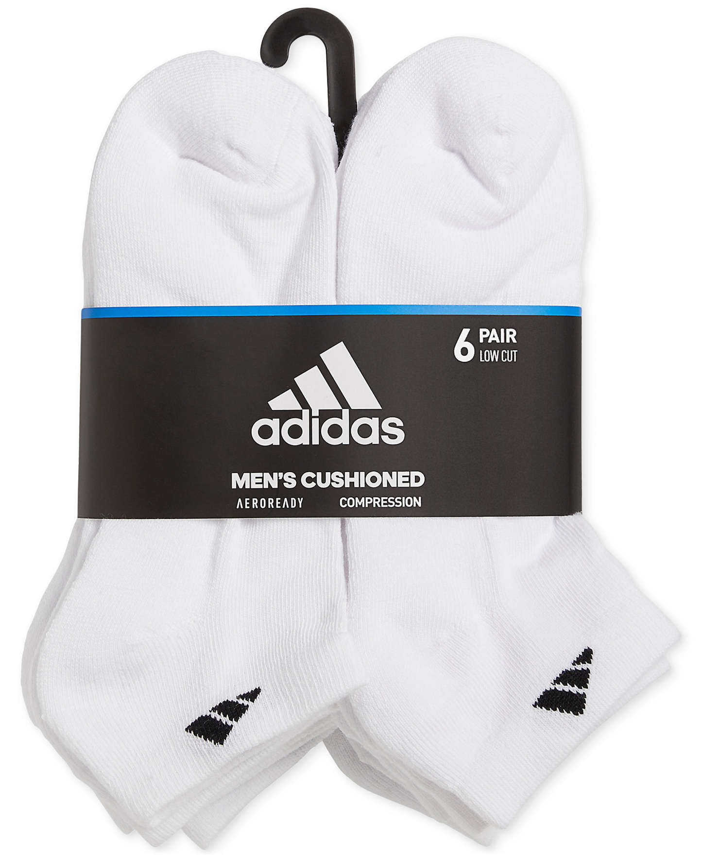 adidas Men's Cushioned Athletic 6-Pack Low Cut Socks - White