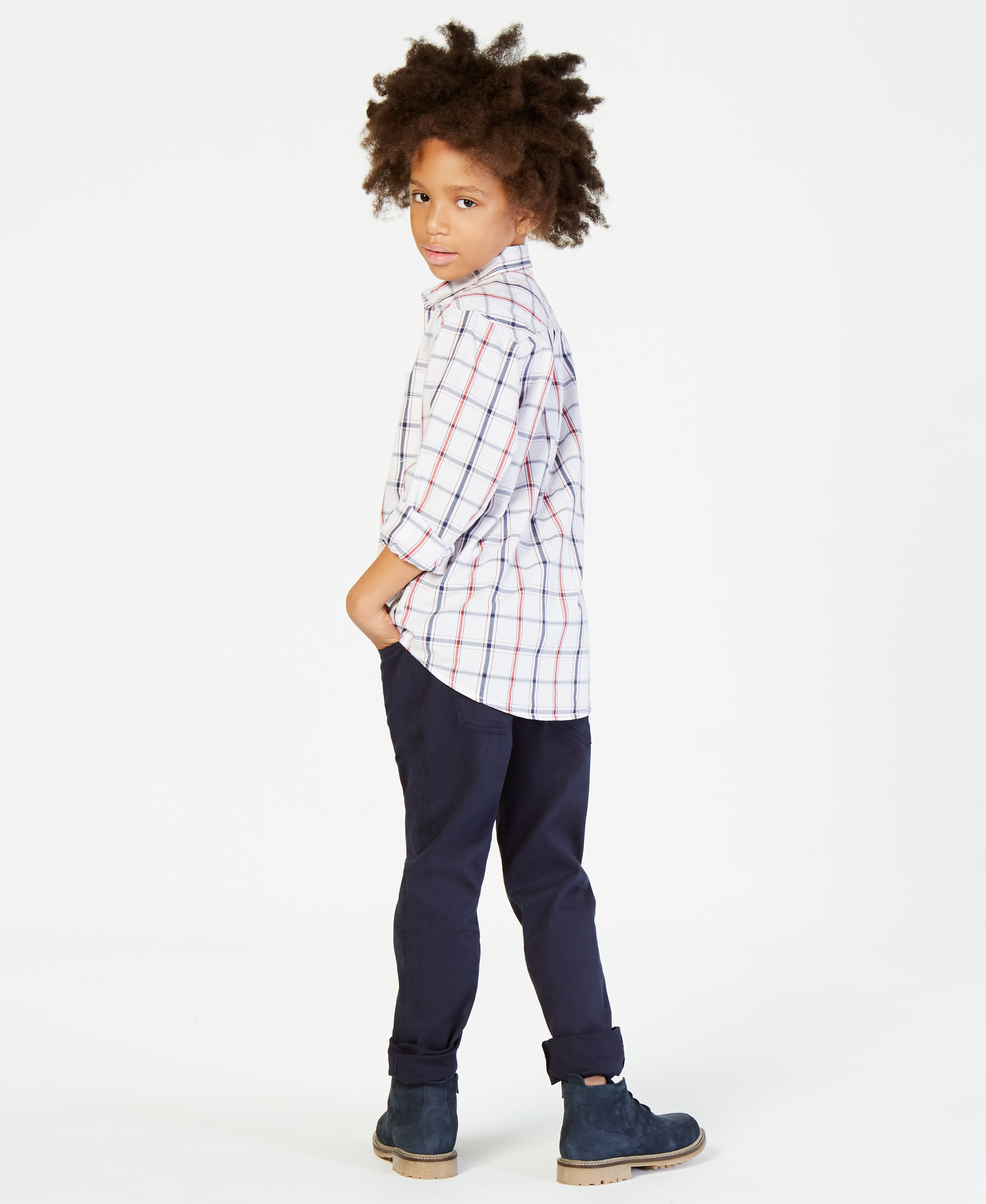 Tommy Hilfiger Boys' 8-20 Samuel Plaid Button-Down Shirt - White