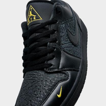 Men's Air Jordan Retro 1 Low SE Casual Shoes - Black/Anthracite/Tour Yellow - view 3