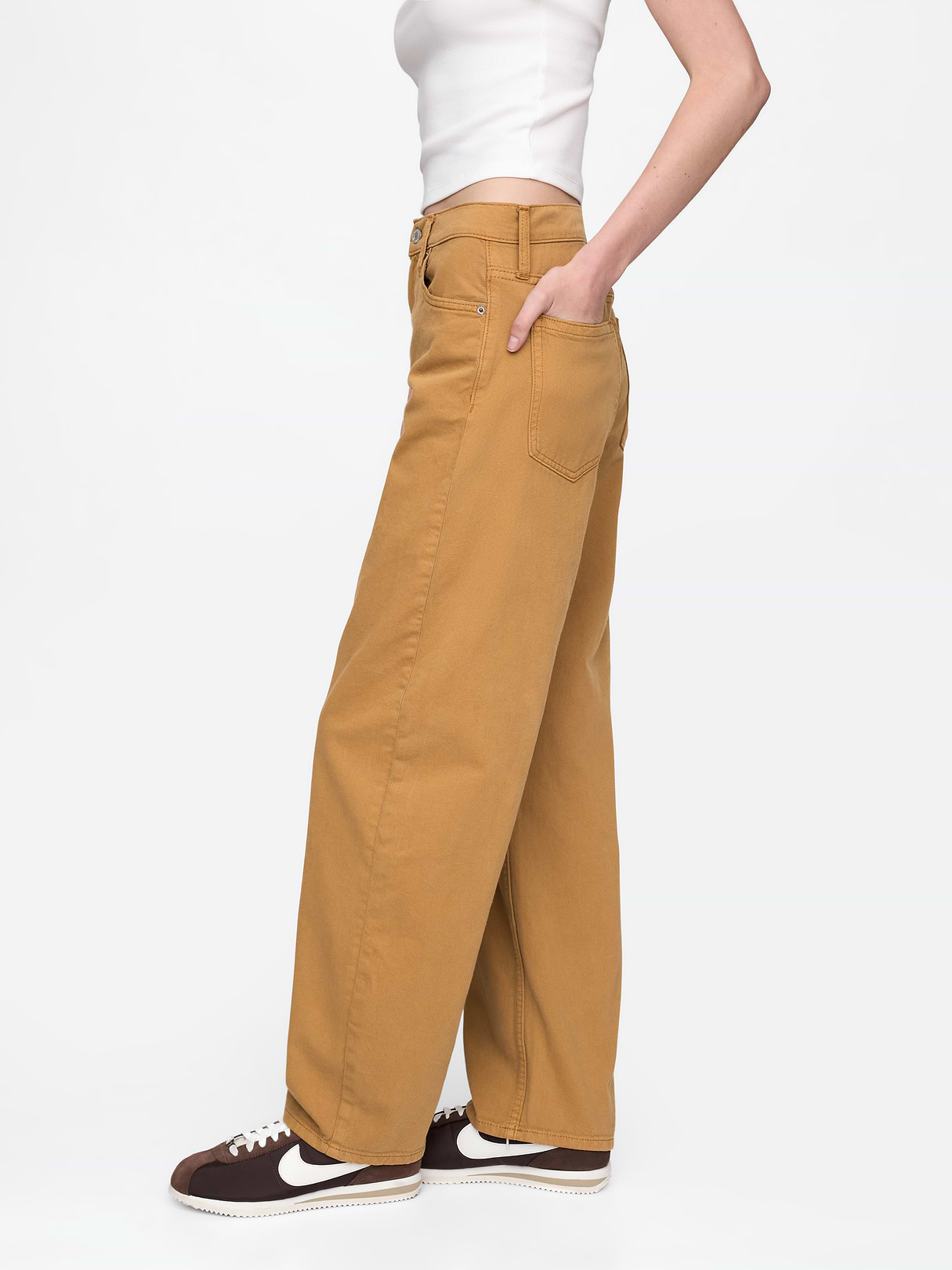 High Rise Barrel Jeans - Riverbed brown