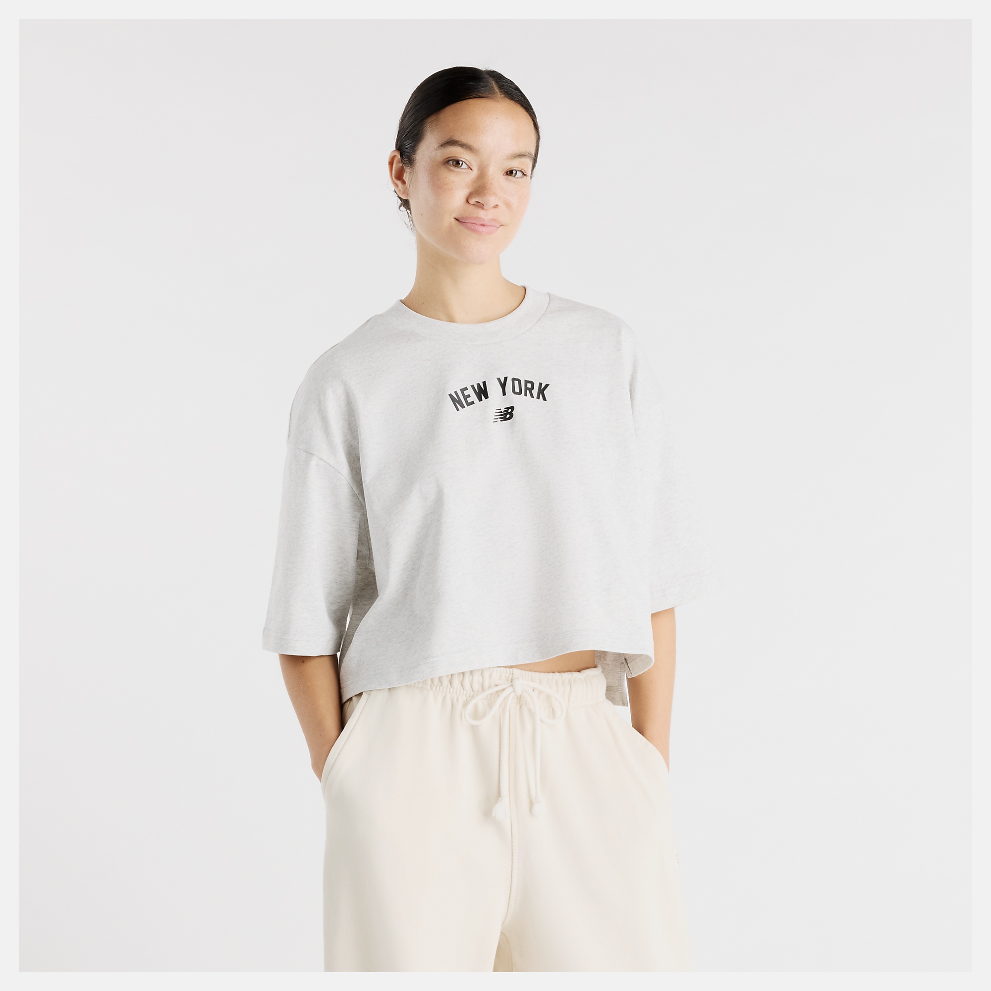 New Balance New York City Cropped Logo T-Shirt, WT61L57IAHH