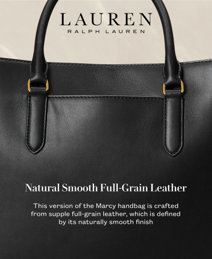 Lauren Ralph Lauren Full-Grain Leather Large Marcy Satchel Bag - Black