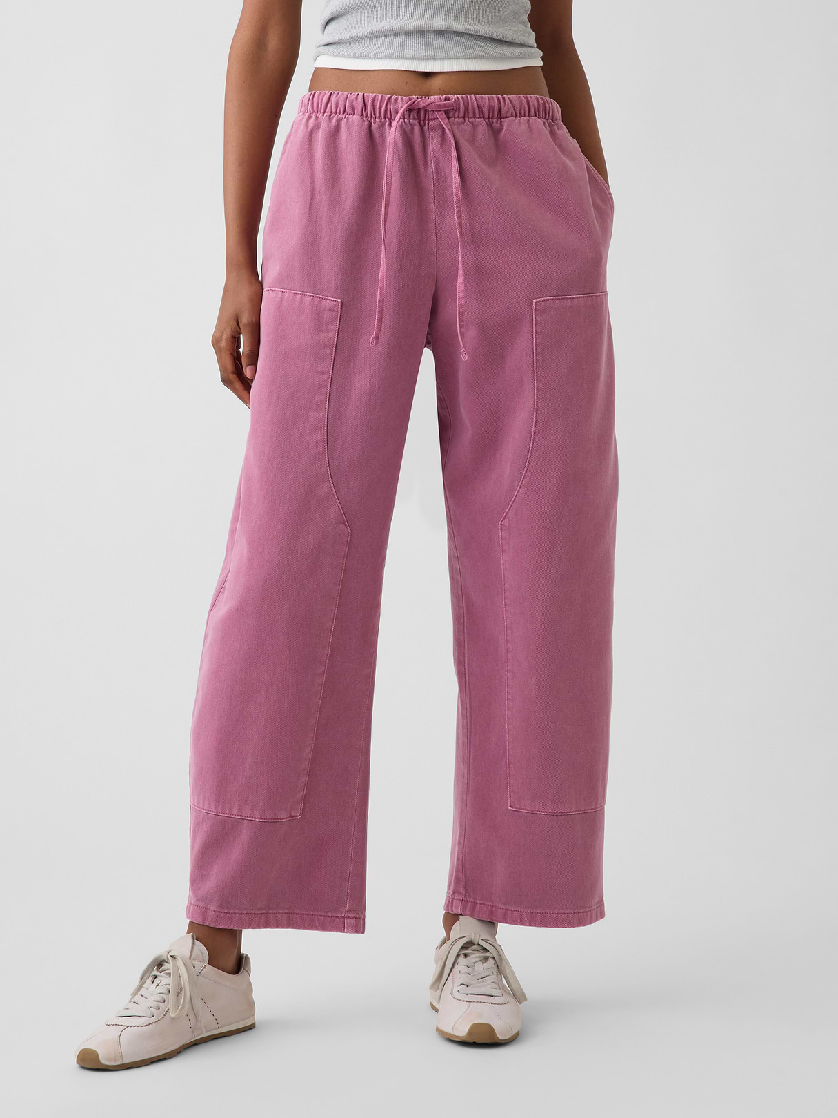 Easy Double-Knee Barrel Pants - Raspberry ice pink