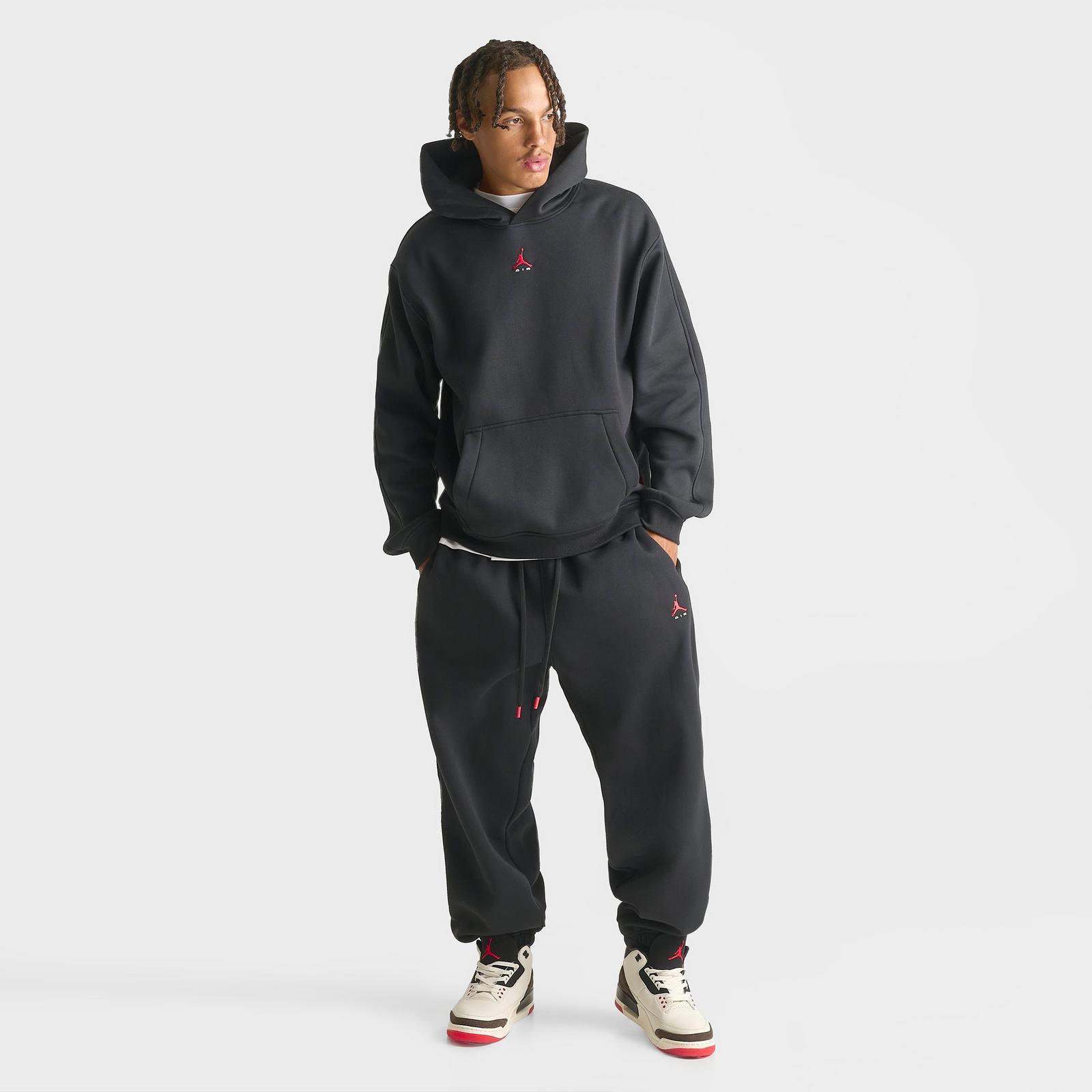 Men's Jordan Brooklyn Statement Pullover Hoodie - Black/University Red - view 2