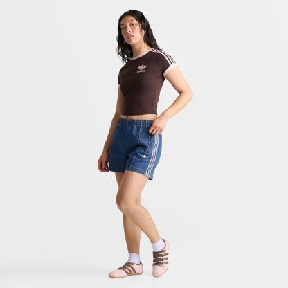 Women's adidas Originals adicolor Firebird Denim Shorts - Indigo Denim - view 2