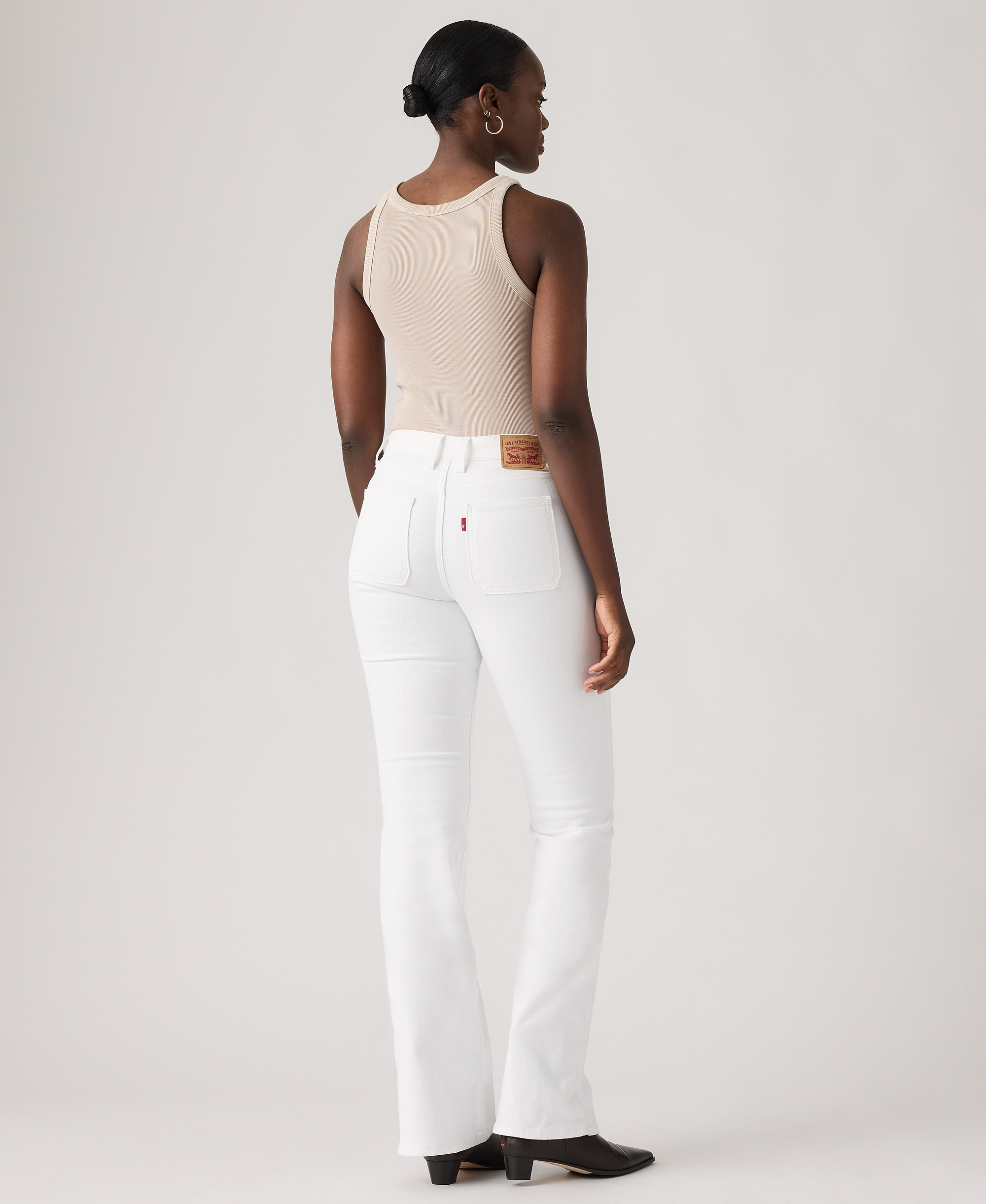 Levi's Women's 726 Patch Pocket High-Rise Slim-Fit Flare Jeans - Soft Clean White