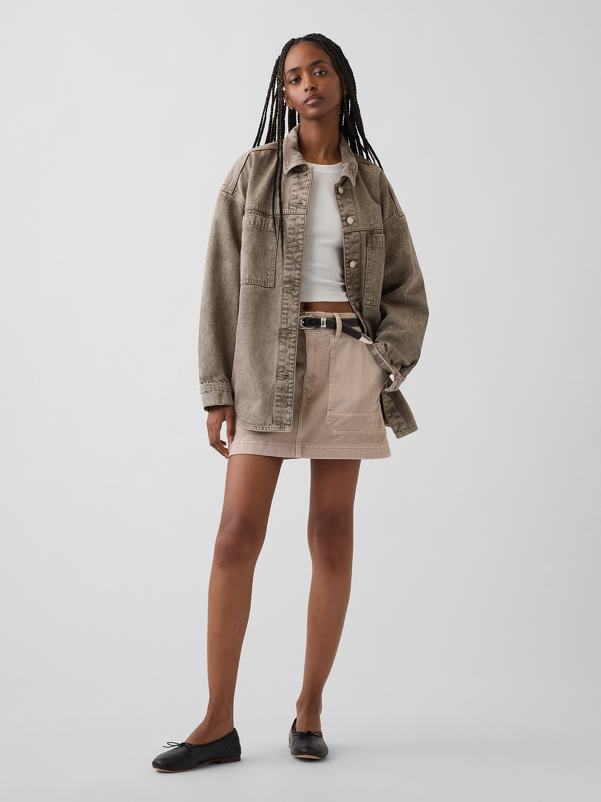 High Rise Mini Utility Skort - Wicker tan