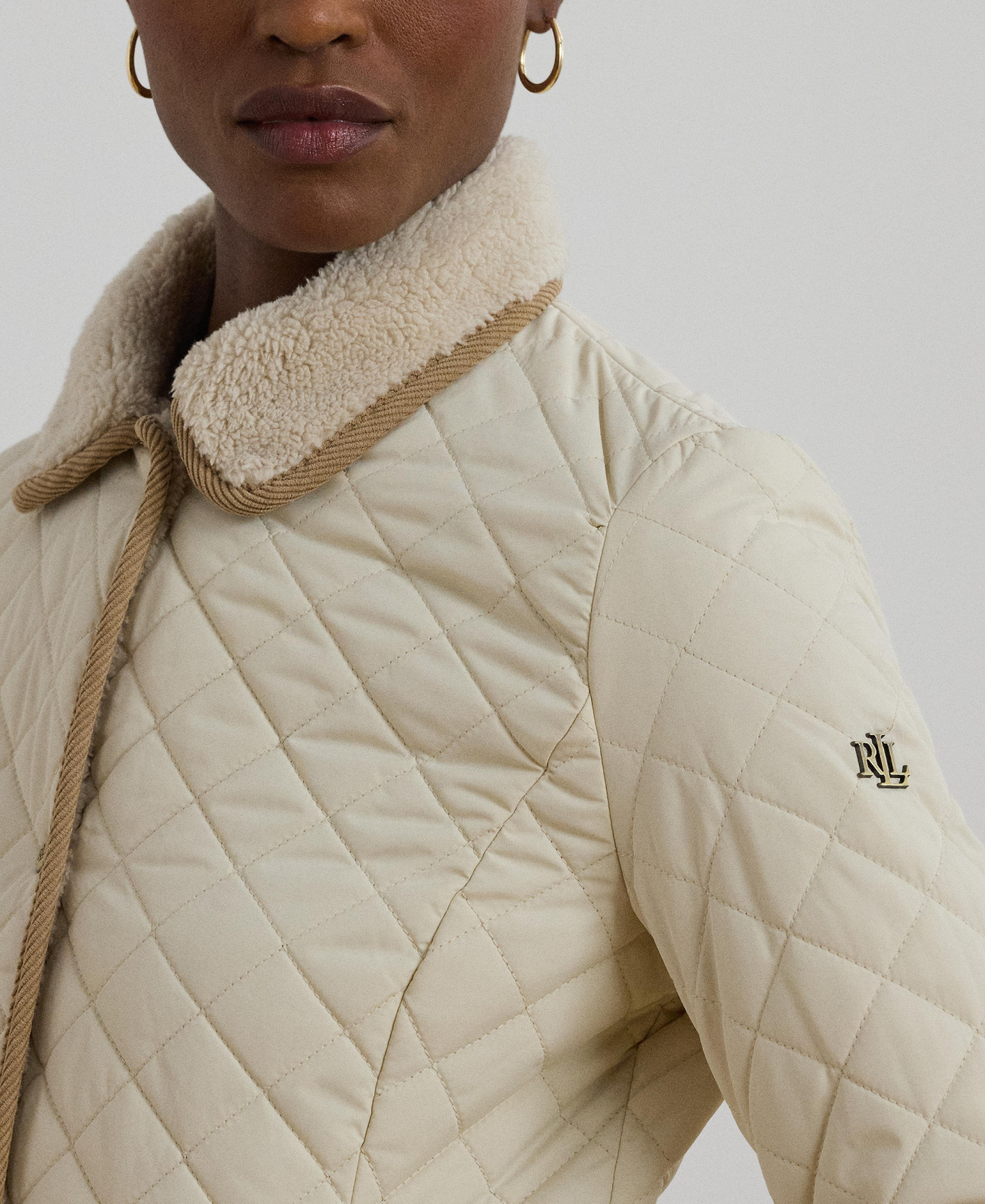 Lauren Ralph Lauren Women's Faux-Sherpa-Collar Quilted Coat, Created for Macy's - Moda Cream