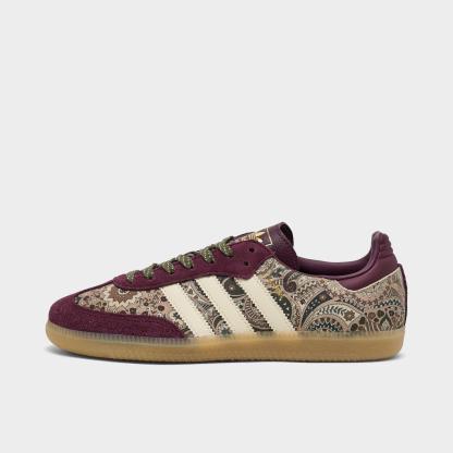 Women's adidas Originals Samba OG Casual Shoes - Part 7 - Maroon/Warm Vanilla/Olive Strata - Left shoe facing left. Outside of the shoe.