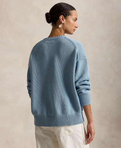Polo Ralph Lauren Women's Polo Bear Oversized Crewneck Sweater - Blue Note