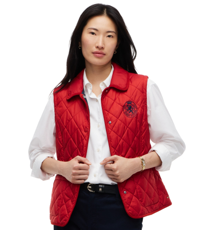 Tommy Hilfiger Women's Quilted Club Collar Vest - Dark Magma