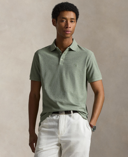 Polo Ralph Lauren Men's Custom Slim-Fit Honeycomb-Mesh Polo Shirt - Greenery Heather