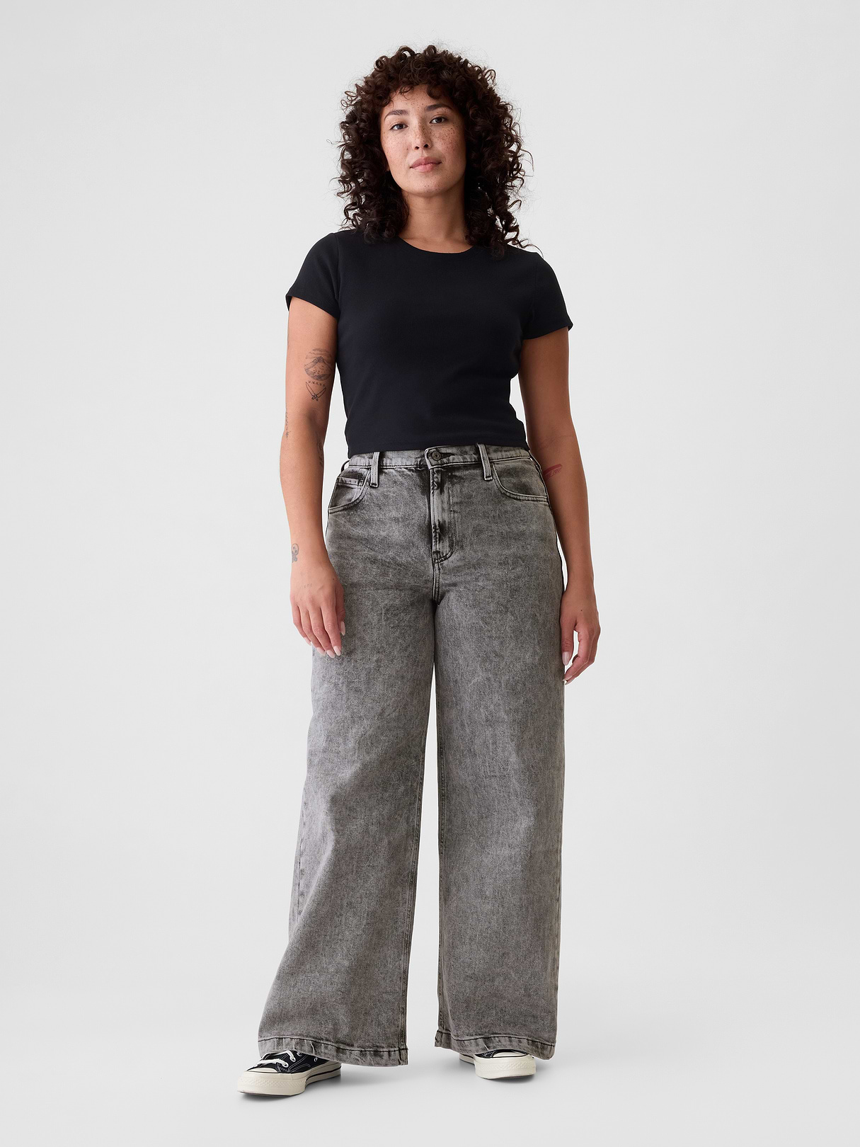 High Rise Stride Wide-Leg Jeans - Black