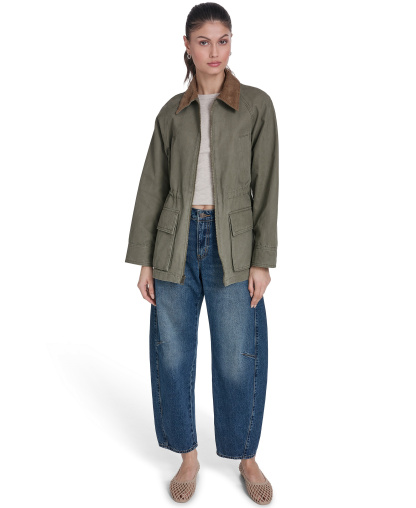 Levi's Women's Cinch Waist Cotton Barn Jacket - Olive