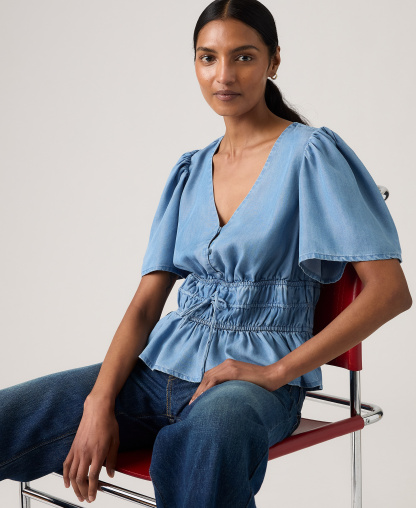 Levi's Women's V-Neck Ryan Short-Sleeve Crepe Blouse - Recharged Vibe