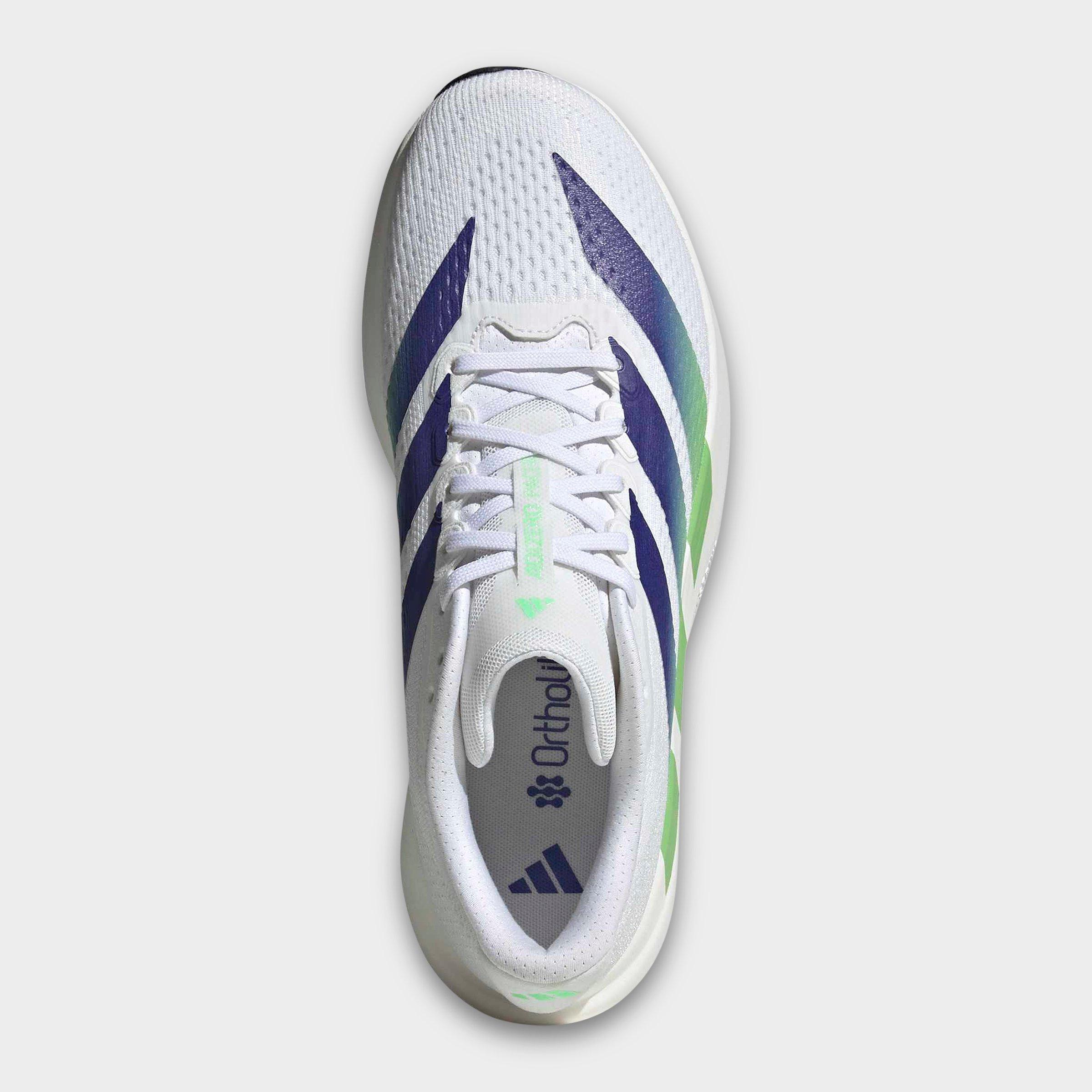 Men's adidas Adizero Pacer Running Shoes - Cloud White/Beam Green/Night Flash - Top view