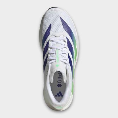 Men's adidas Adizero Pacer Running Shoes - Cloud White/Beam Green/Night Flash - Top view