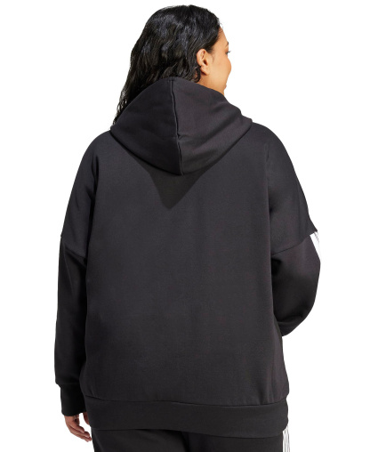 adidas Plus Size Essentials 3-Stripes Full-Zip Fleece Hoodie - Black