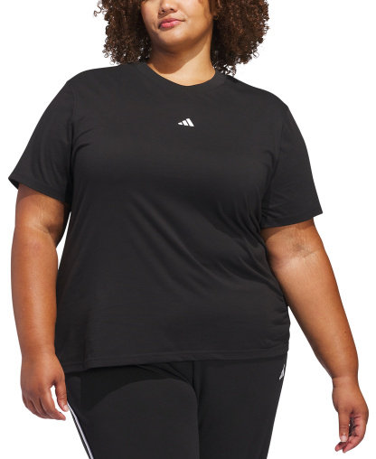 adidas Women's Short-Sleeve Cotton Crewneck Logo T-Shirt - Black
