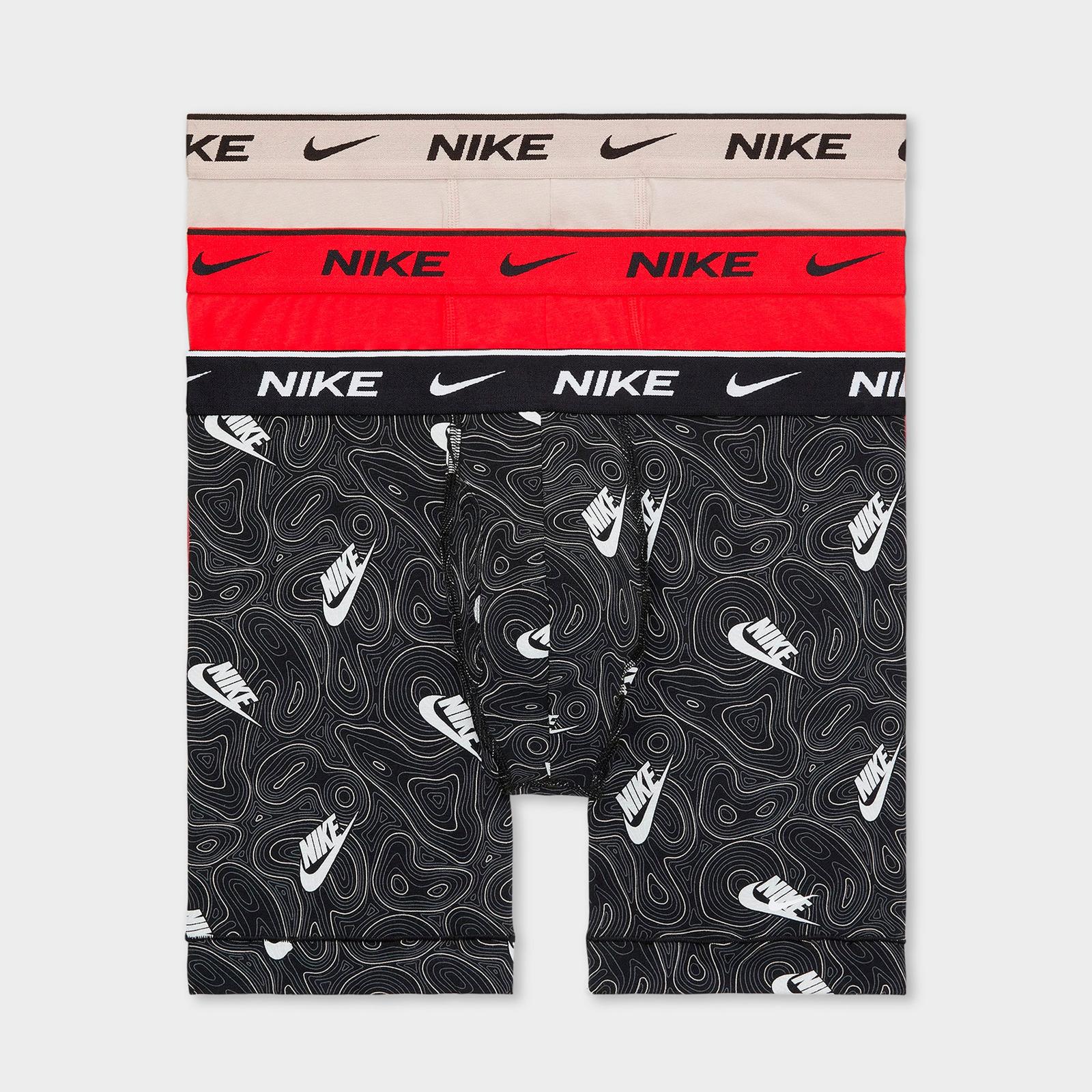 Men's Nike Stretch Cotton Boxer Briefs (3-Pack) - Typograph/Black/Red/Grey