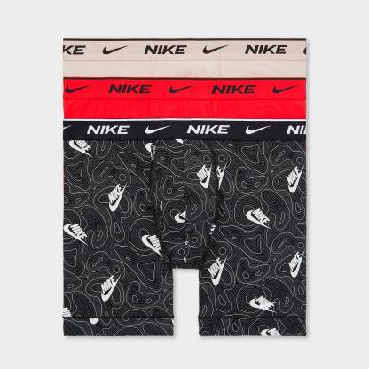 Men's Nike Stretch Cotton Boxer Briefs (3-Pack) - Typograph/Black/Red/Grey