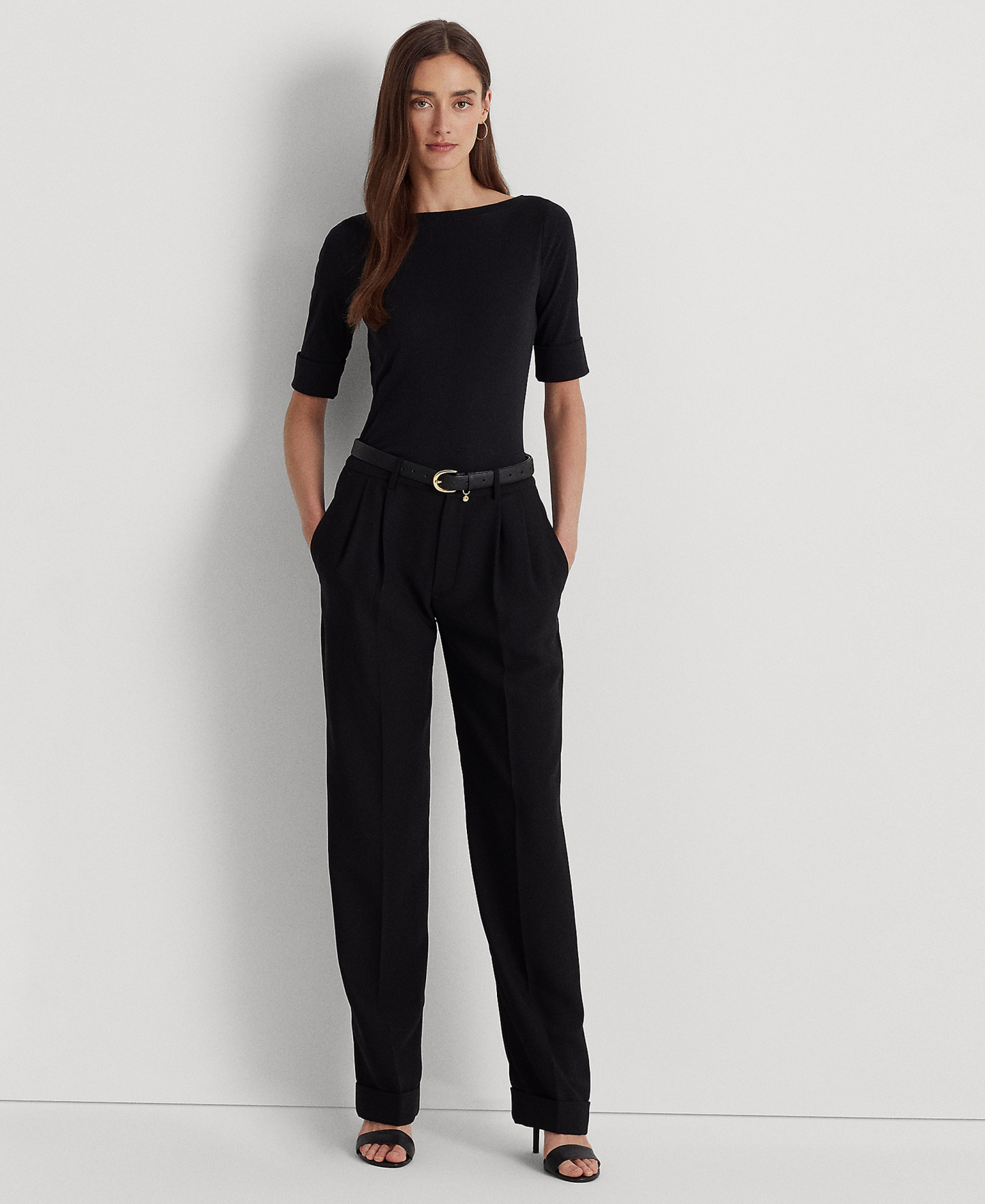Lauren Ralph Lauren Stretch Boatneck Top - Polo Black