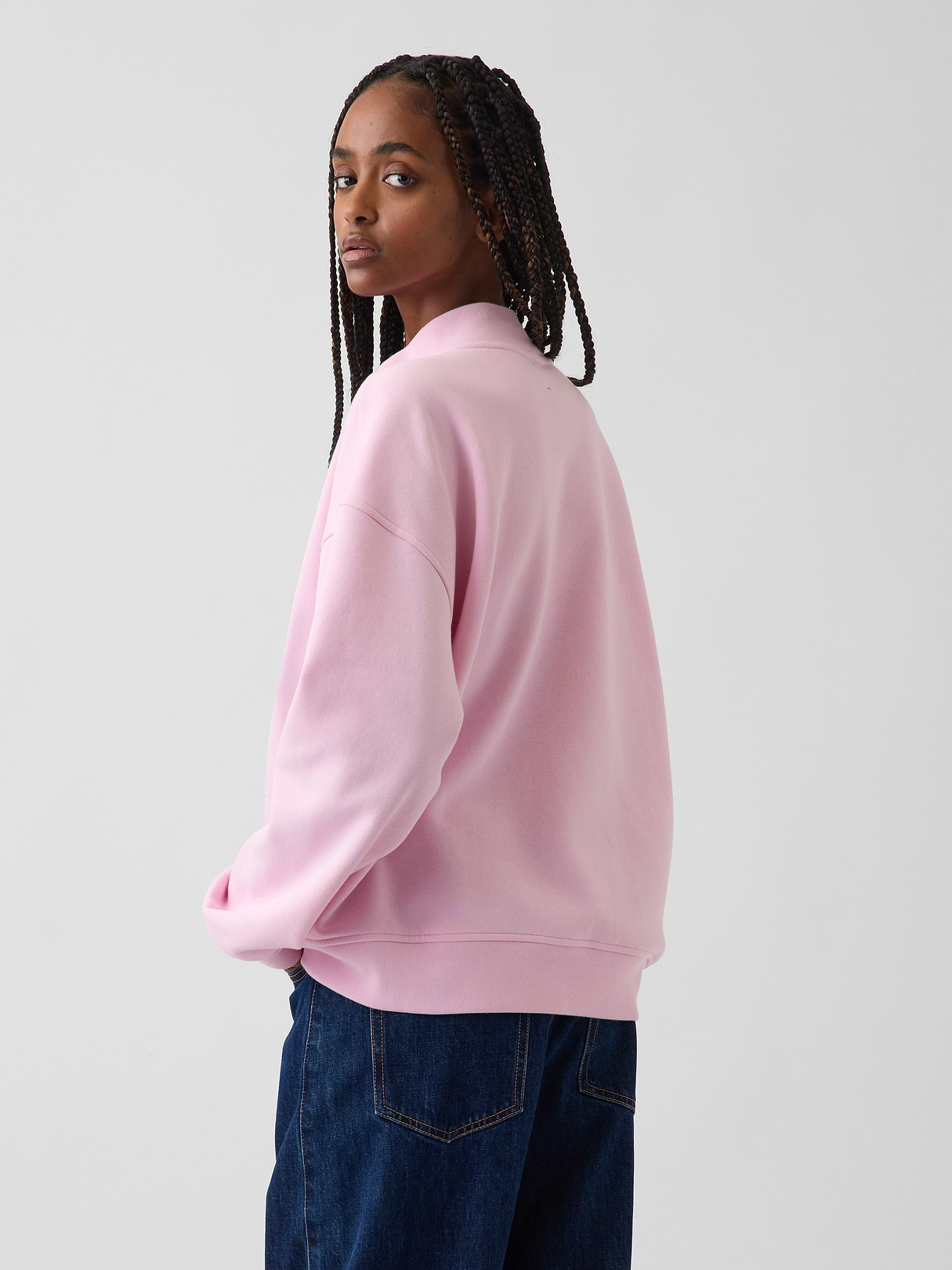 VintageSoft Oversized Mockneck Logo Sweatshirt - Light pink