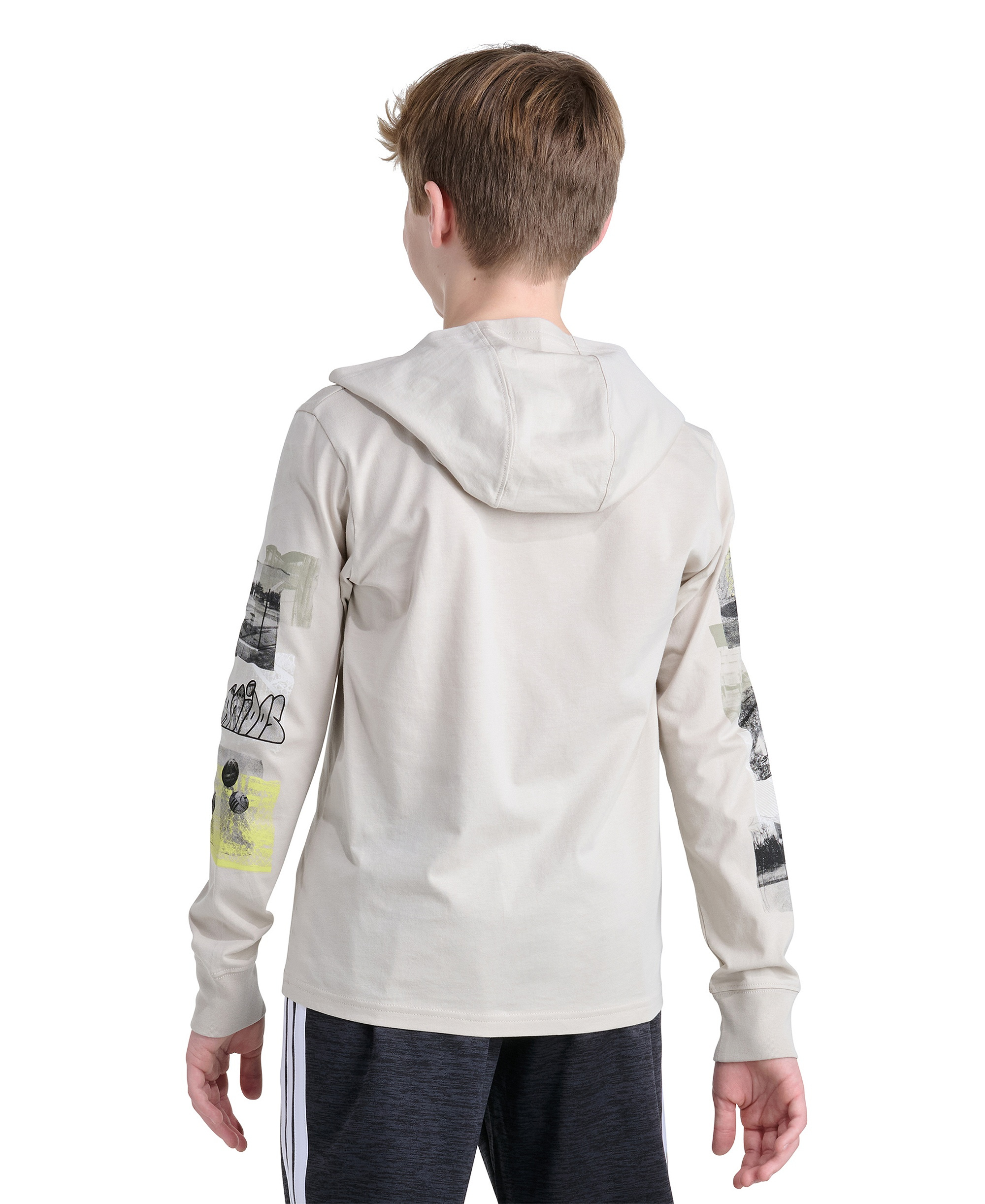 adidas Boys' 8-20 Long-Sleeve Hooded Photoreal Sport T-Shirt - Wonder Alumina