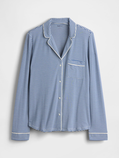 SoftMade Modal PJ Top - Navy blue & white stripe