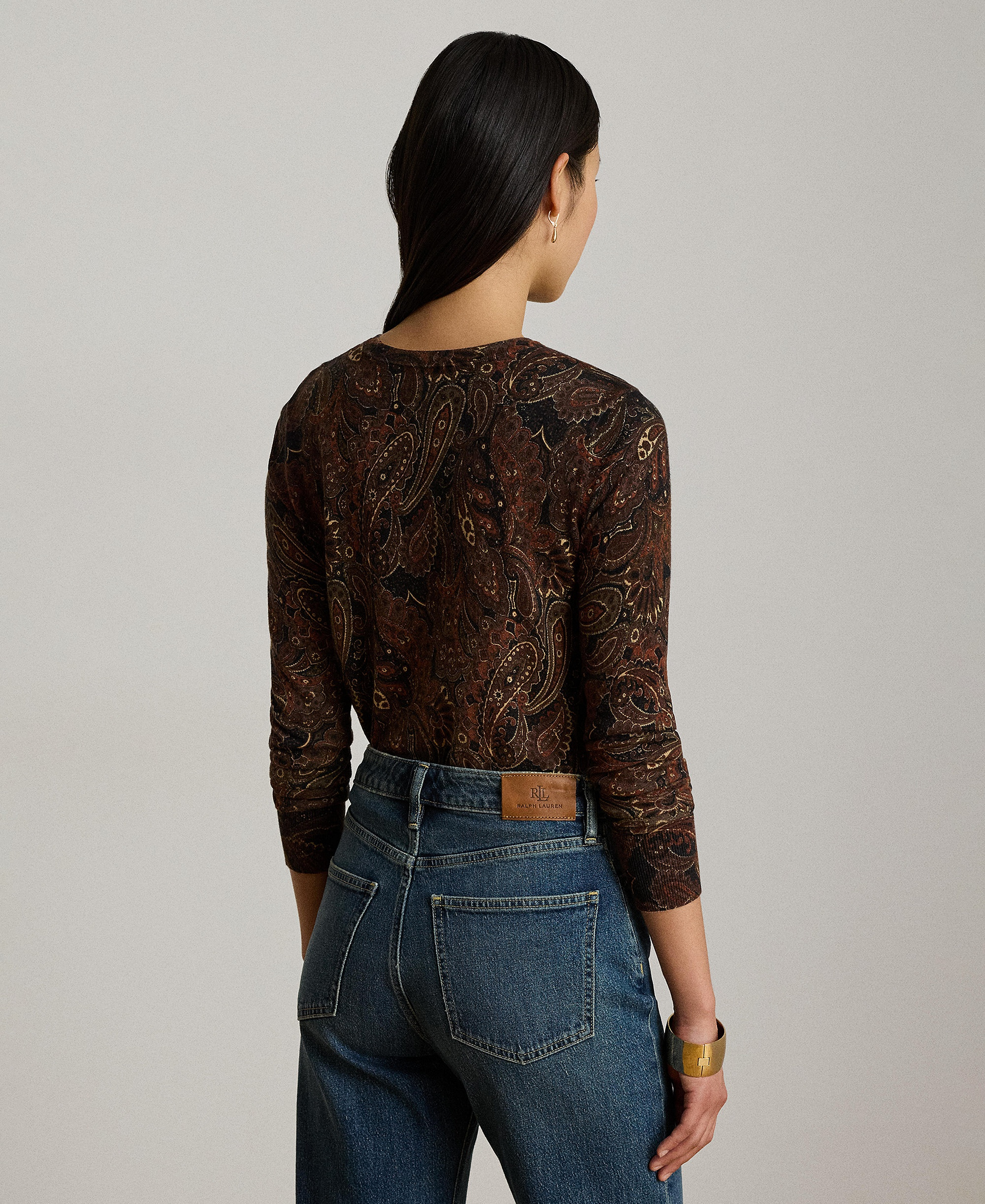 Lauren Ralph Lauren Women's Paisley Long-Sleeve Sweater - Black Multi