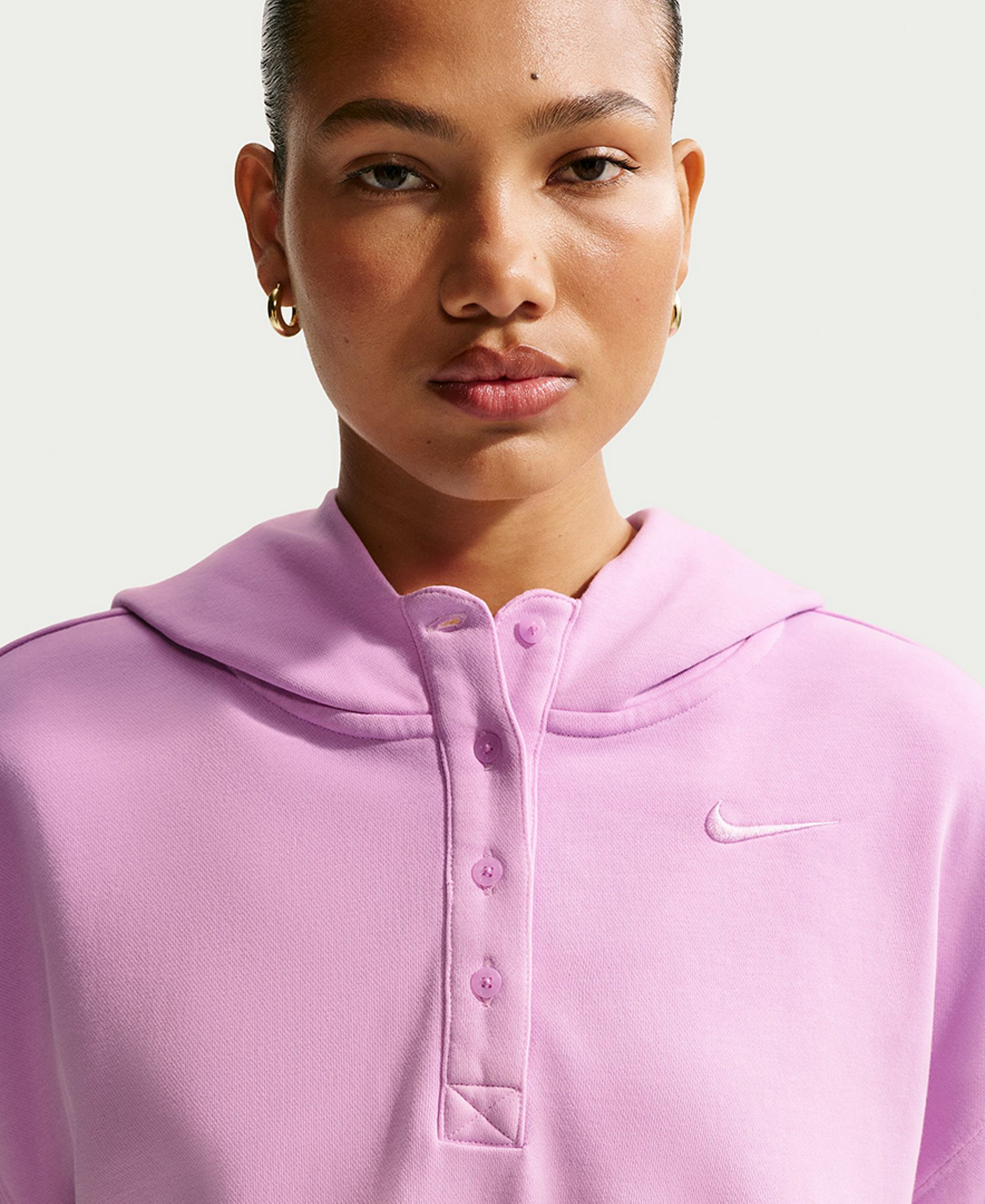 Nike Women's Sportswear Phoenix Fleece Oversized Henley Hoodie - Hydrogen Blue/lt Photo Blue