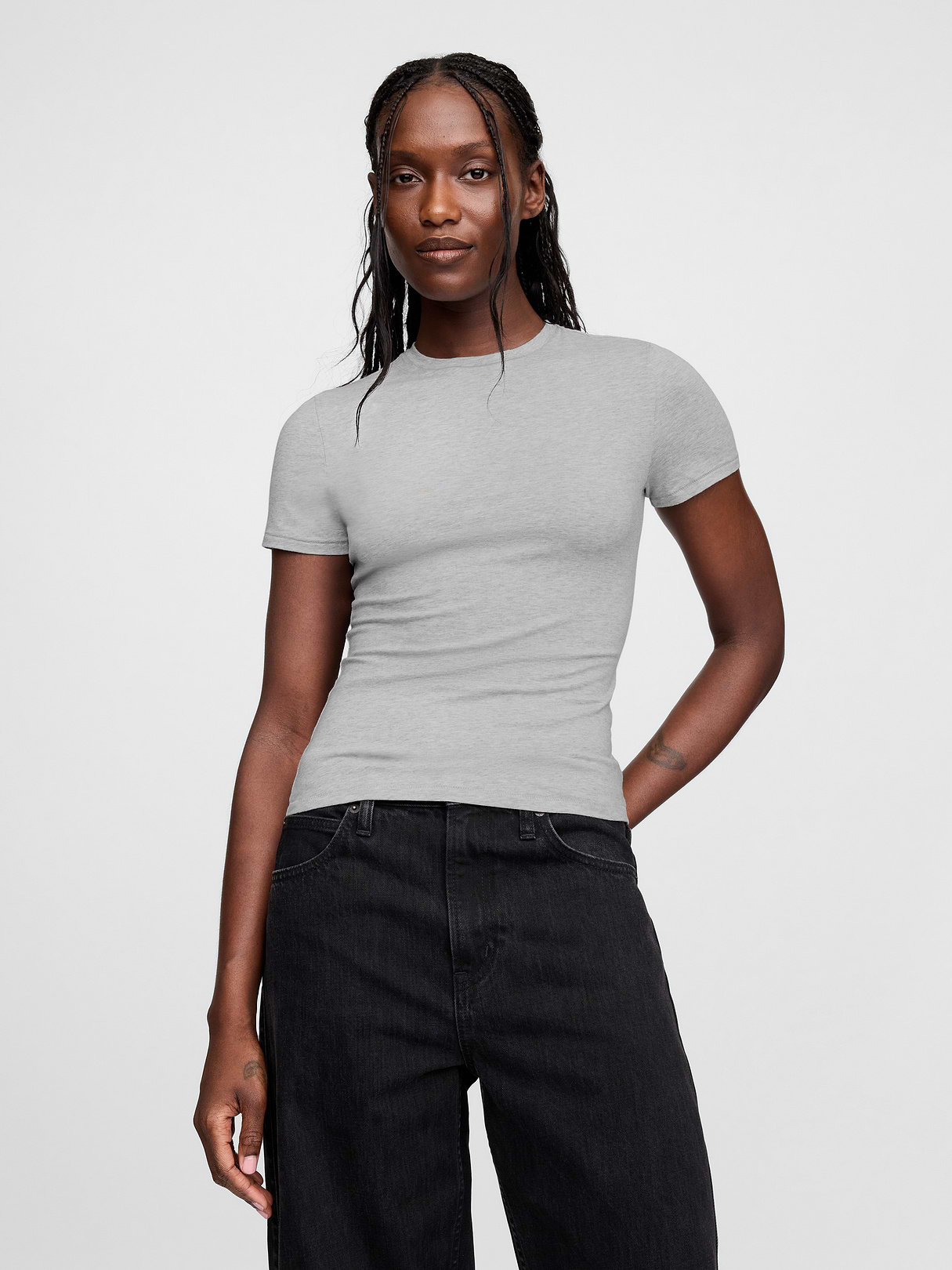 CloseKnit Jersey T-Shirt - Light heather grey