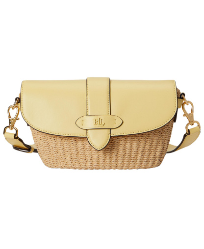 Lauren Ralph Lauren Lynden Small Straw-Leather Shoulder Bag - Yellow
