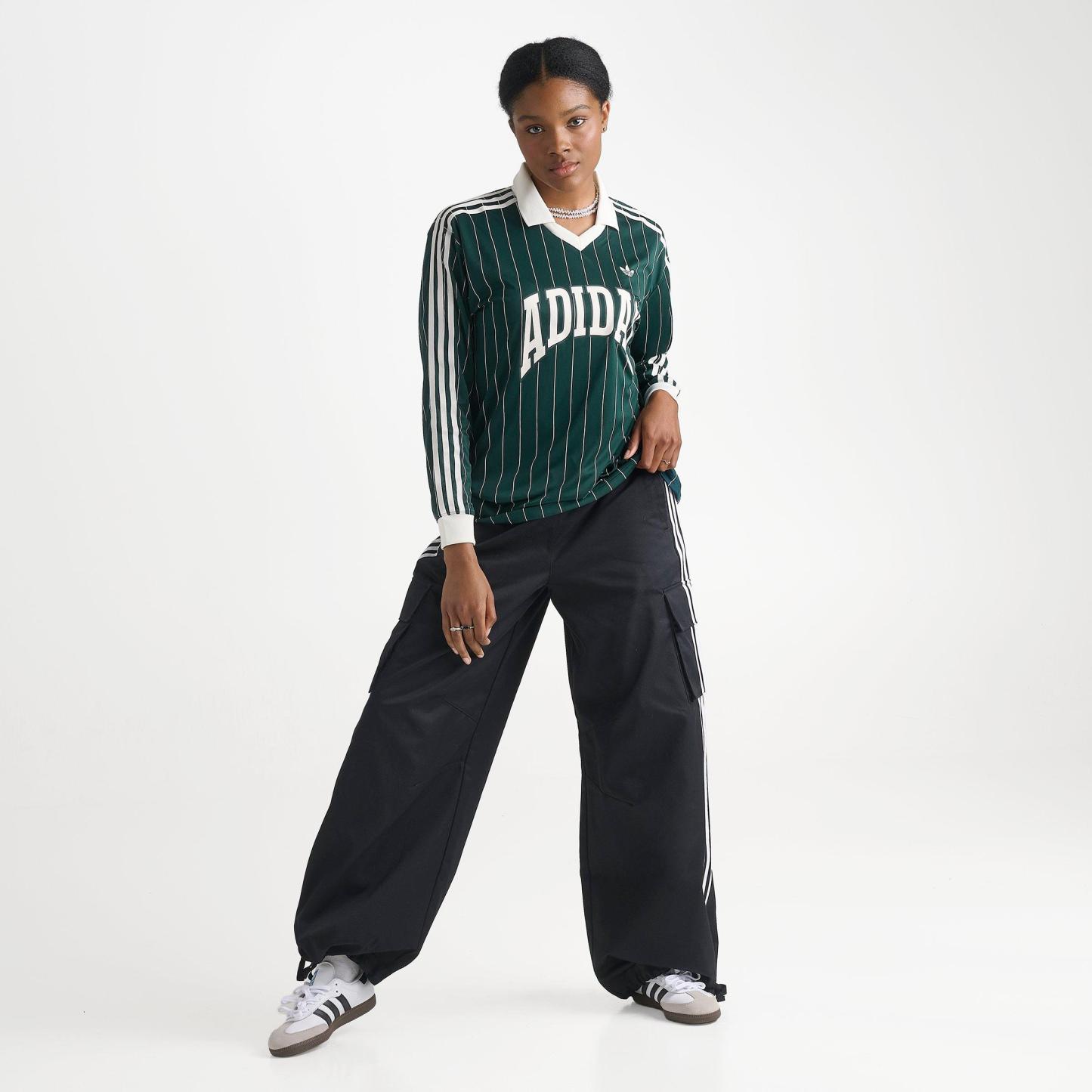 Women's adidas Originals Pinstripe Long-Sleeve Football T-Shirt - Aurora Ivy