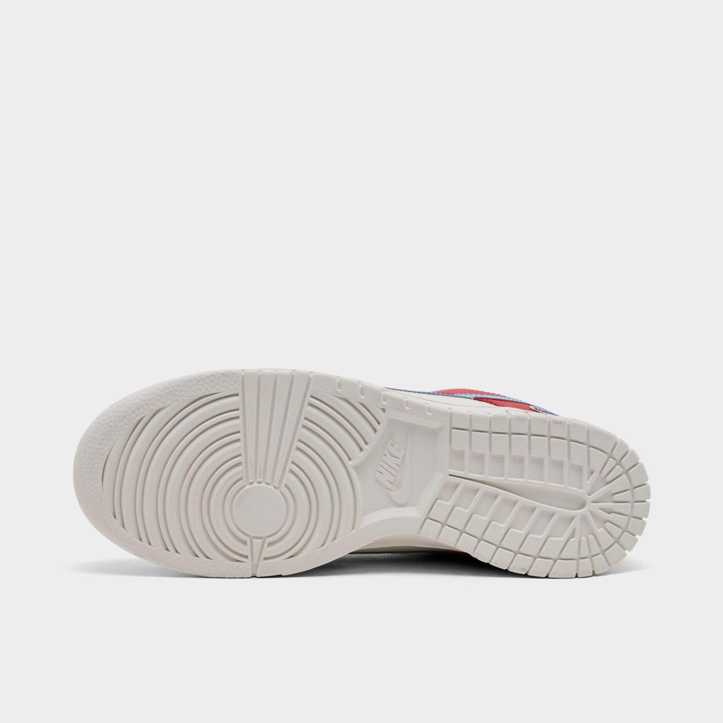 Women's Nithtke Dunk Low SE Casual Shoes - Action Red/Sail/Light Photo Blue/Multi-Color - Bottom view
