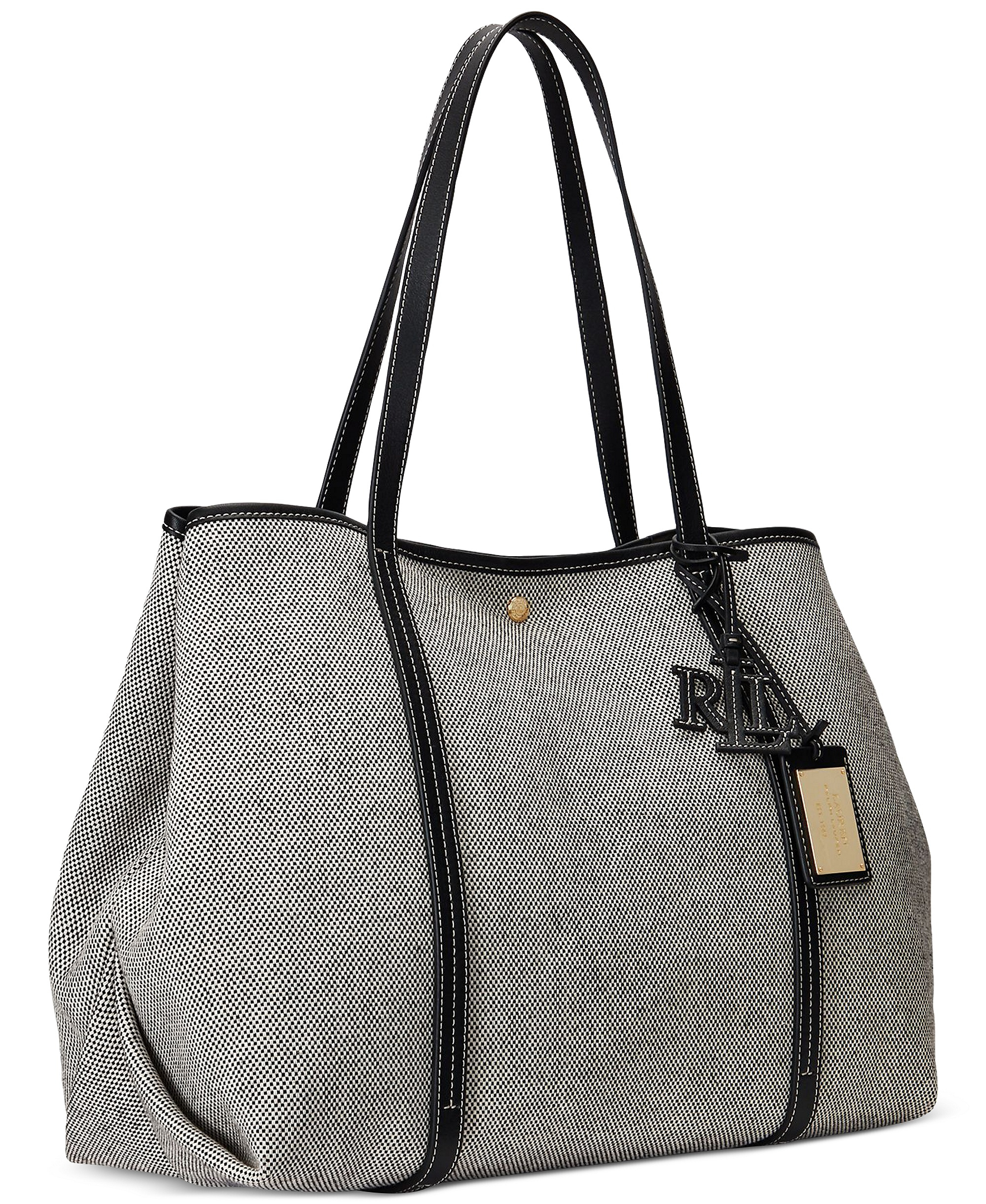 Lauren Ralph Lauren Canvas & Leather Emerie Extra Large Tote Bag - Black