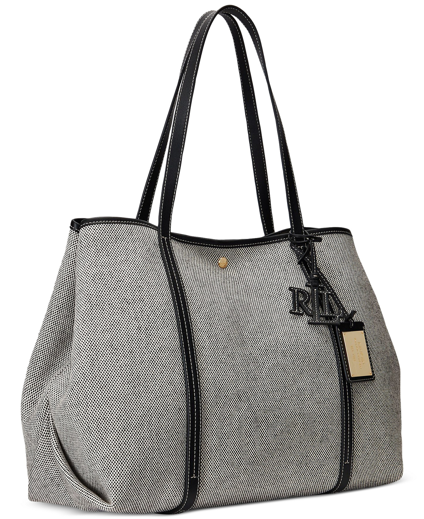 Lauren Ralph Lauren Canvas & Leather Emerie Extra Large Tote Bag - Black