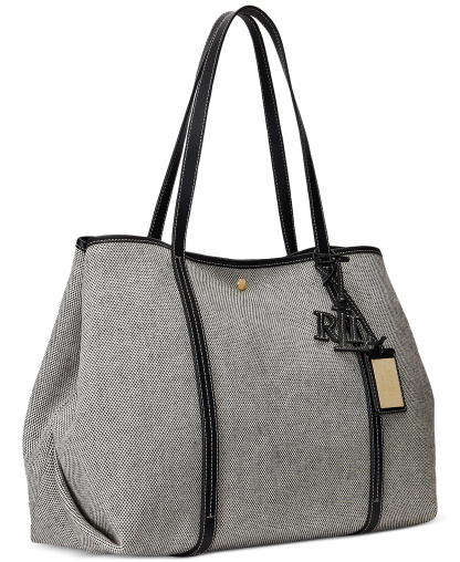 Lauren Ralph Lauren Canvas & Leather Emerie Extra Large Tote Bag - Black