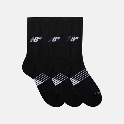 New Balance Active Numeric Crew Socks 3 Pack, AC0048UBK