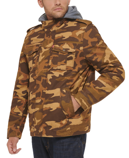 Levi's Men's Two Pocket Hooded Trucker Jacket - Brown Camo