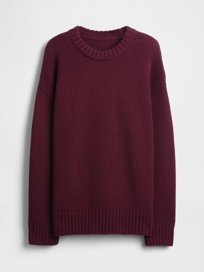 100% Cotton Oversized Sweater - Tuscan red