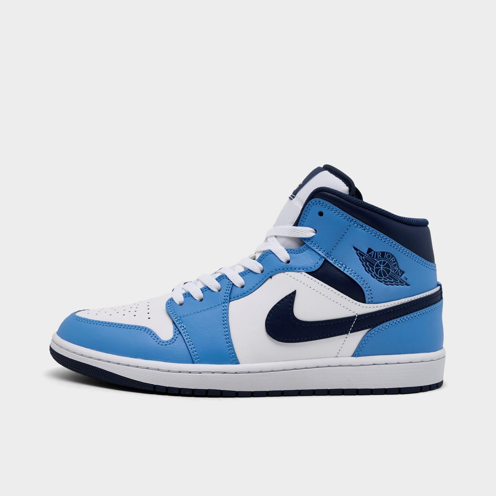 Men's Air Jordan Retro 1 Mid Casual Shoes - University Blue/White/Sail/Midnight Navy - view 1