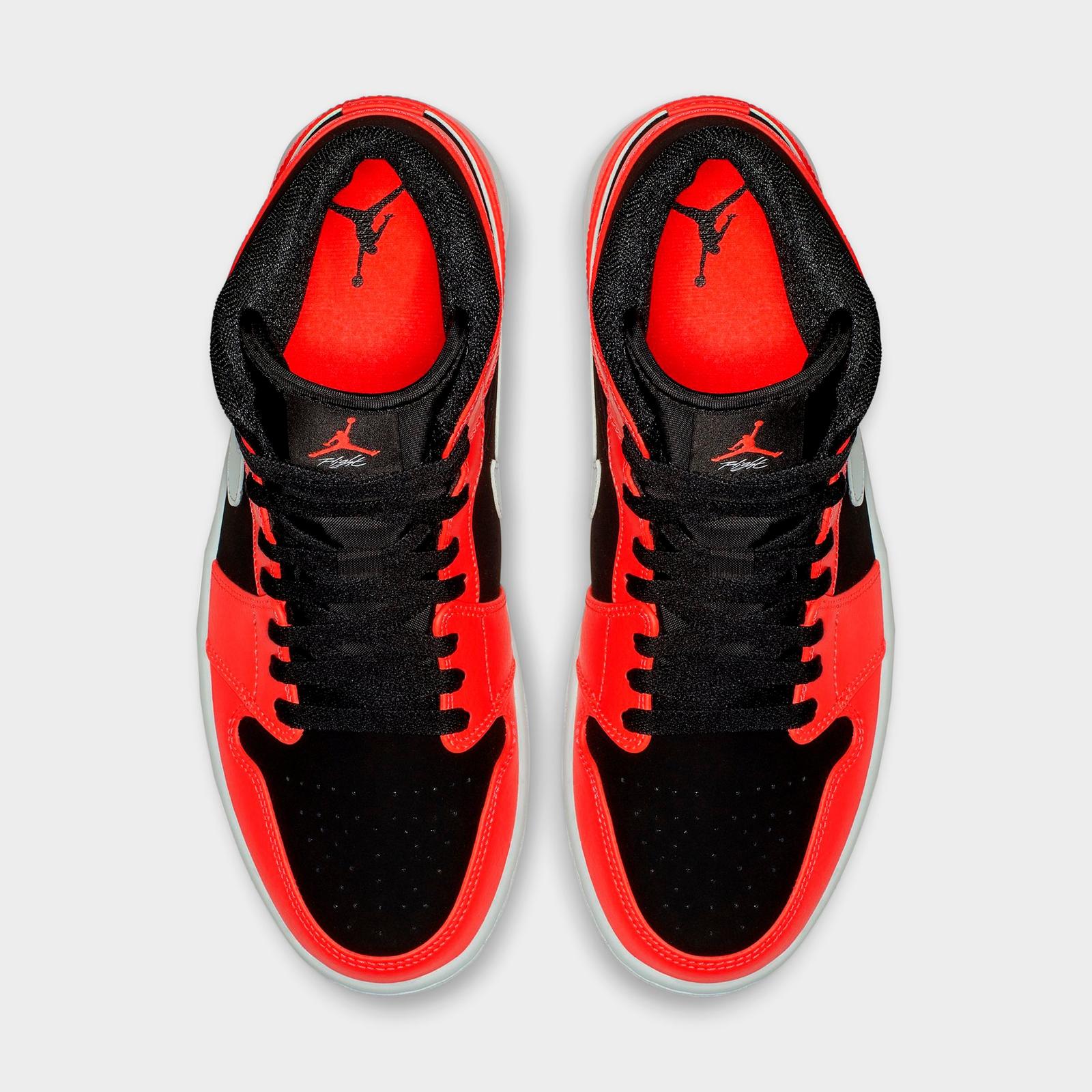 Men's Air Jordan Retro 1 Mid Casual Shoes - Black/White/Infrared 23 - view 4