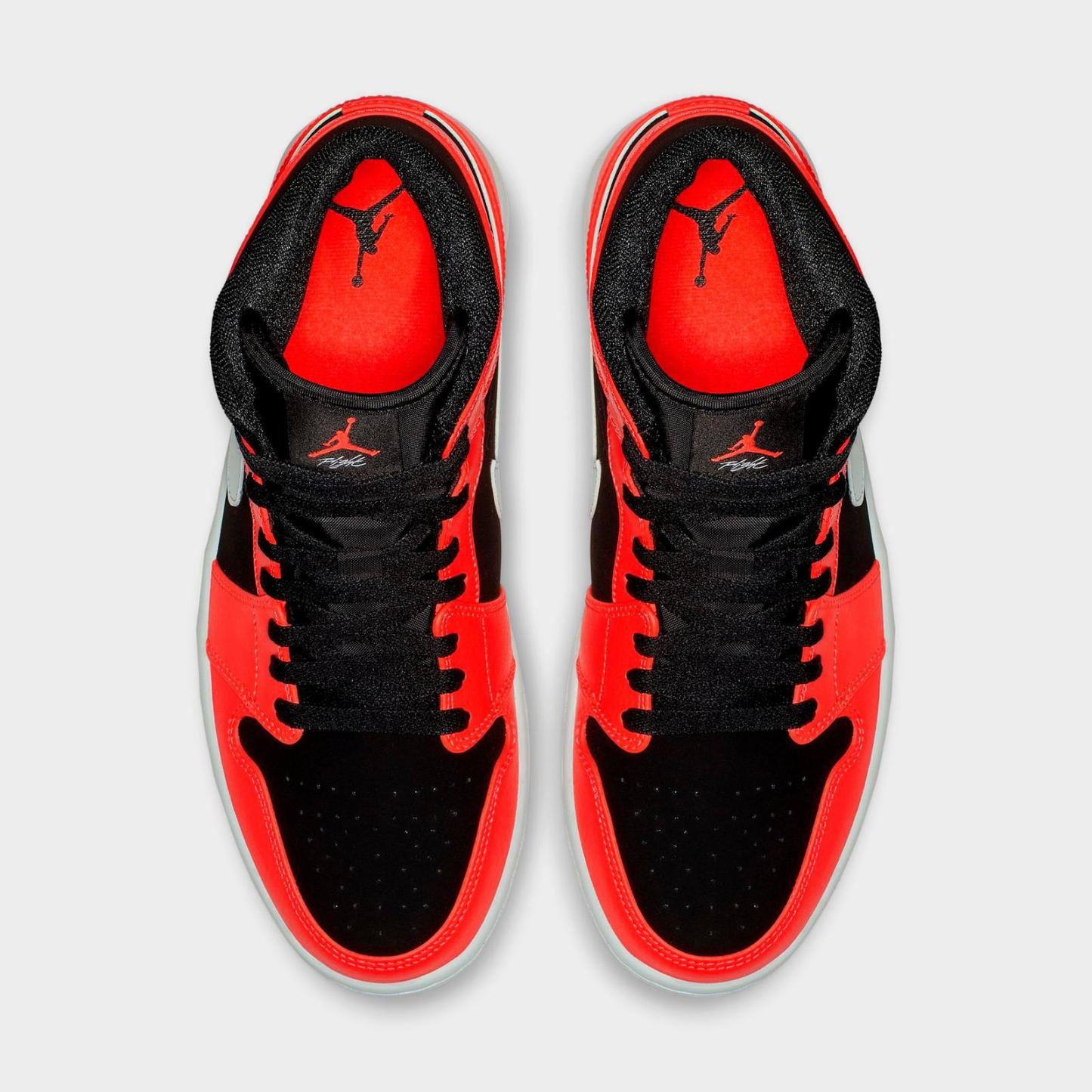 Men's Air Jordan Retro 1 Mid Casual Shoes - Black/White/Infrared 23 - view 4