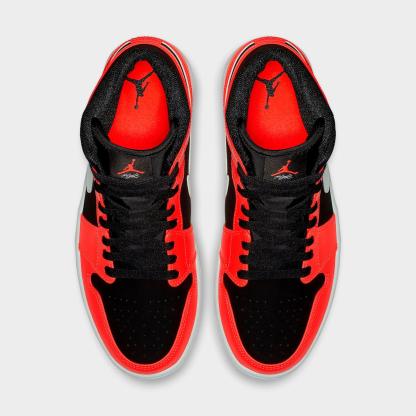 Men's Air Jordan Retro 1 Mid Casual Shoes - Black/White/Infrared 23 - view 4