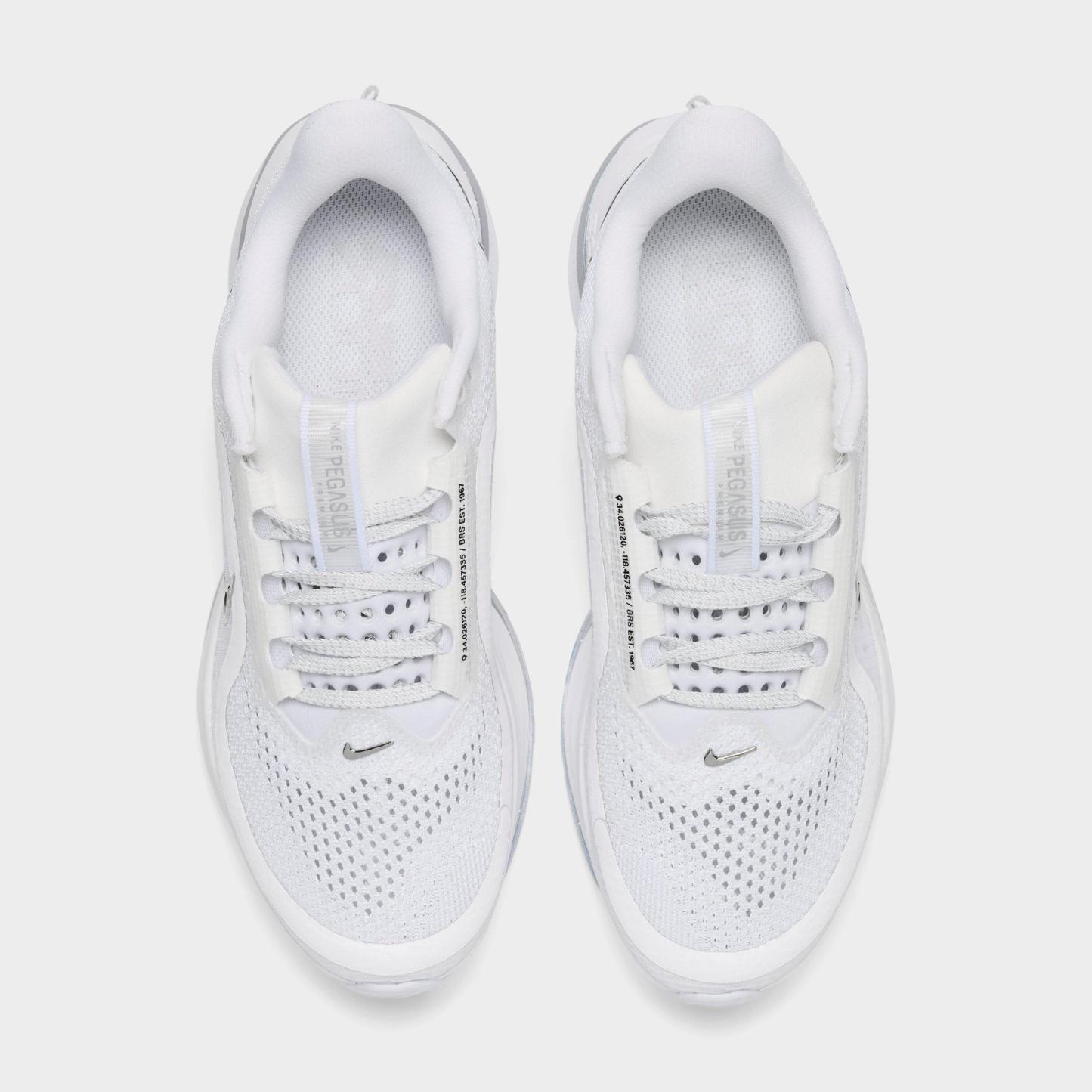 Women's Nithtke Pegasus Premium Running Shoes - Part 2 - White/Metallic Silver - Top view